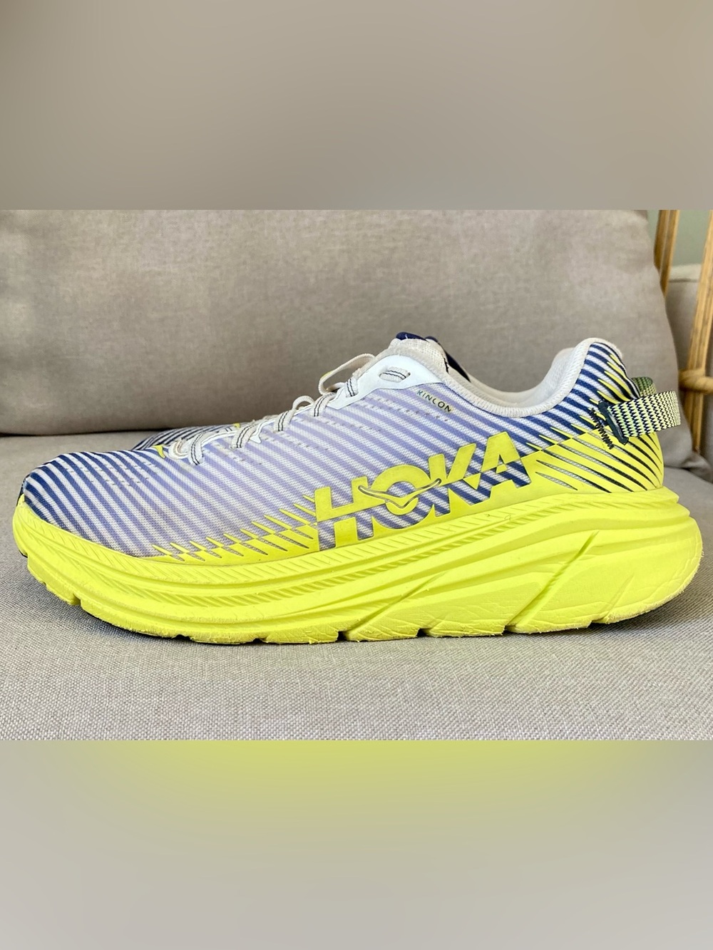 HOKA One One Rincon 2 Blanc de Blanc Citrus Running Shoes Women’s 9 Road Sneaker - Picture 3 of 8